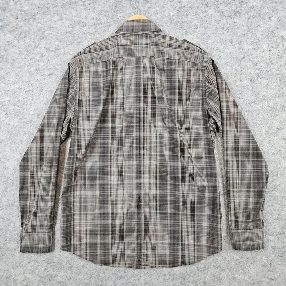 Banana Republic Men's Shirt Size M (15-15 1/2) Brown Plaid Button Up Two Pockets